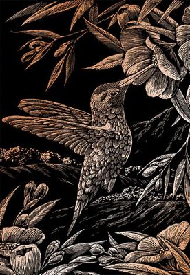 Engraving Art Copper Foil Humming Bird