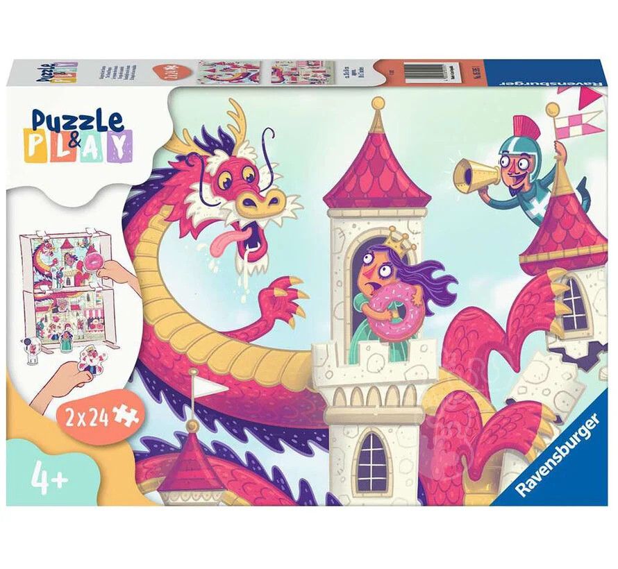 Ravensburger Puzzle &amp; Play 2x24pc The Donut Dragon