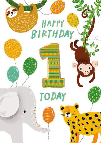 LD Birthday Card 1 One Today Jungle