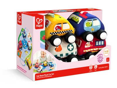 Hape Pull-Back Plush Car Set