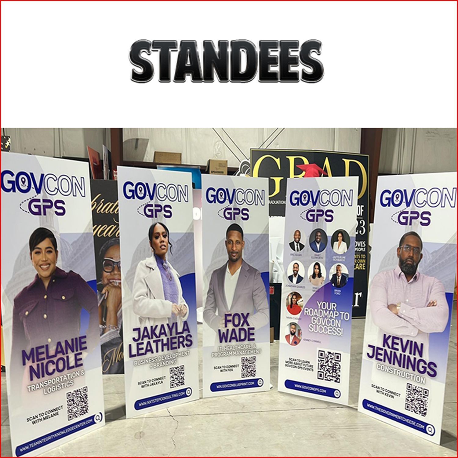 This picture has 5 standees in it.