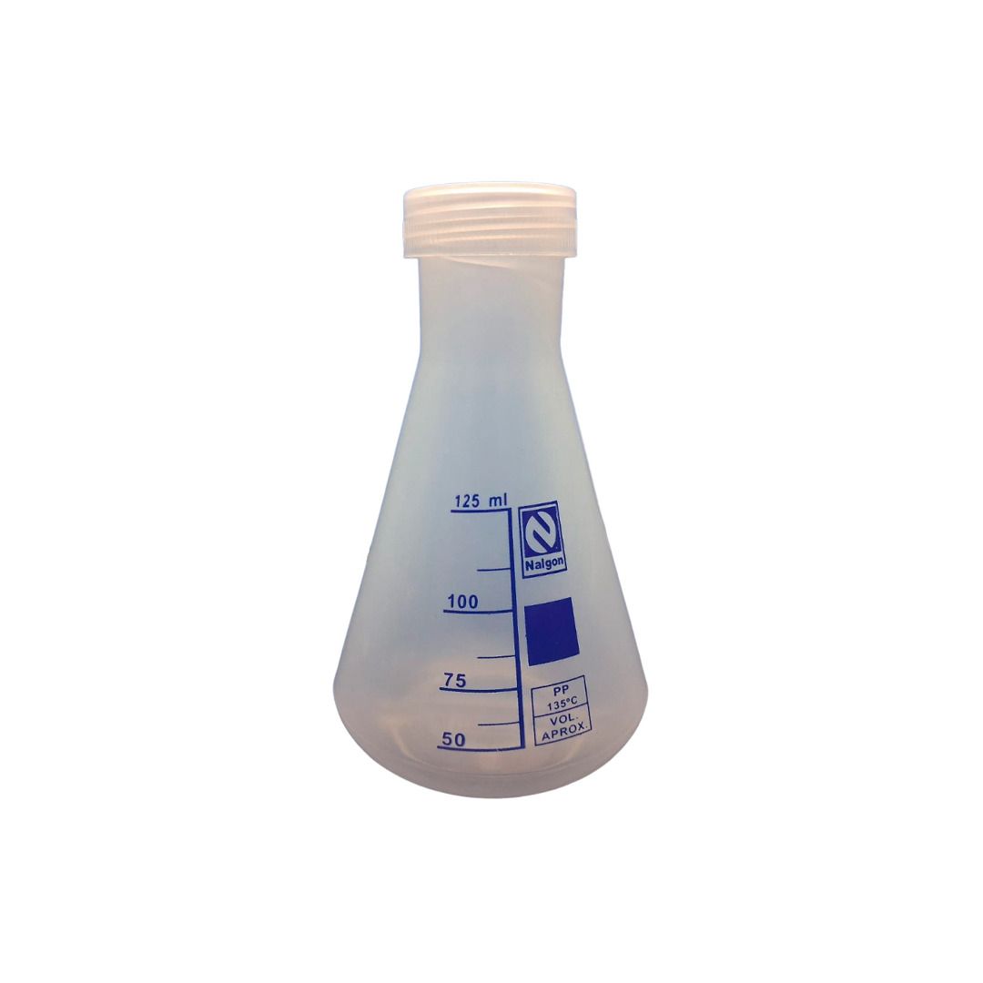 Frasco Erlenmeyer PP com Tampa - 125ml