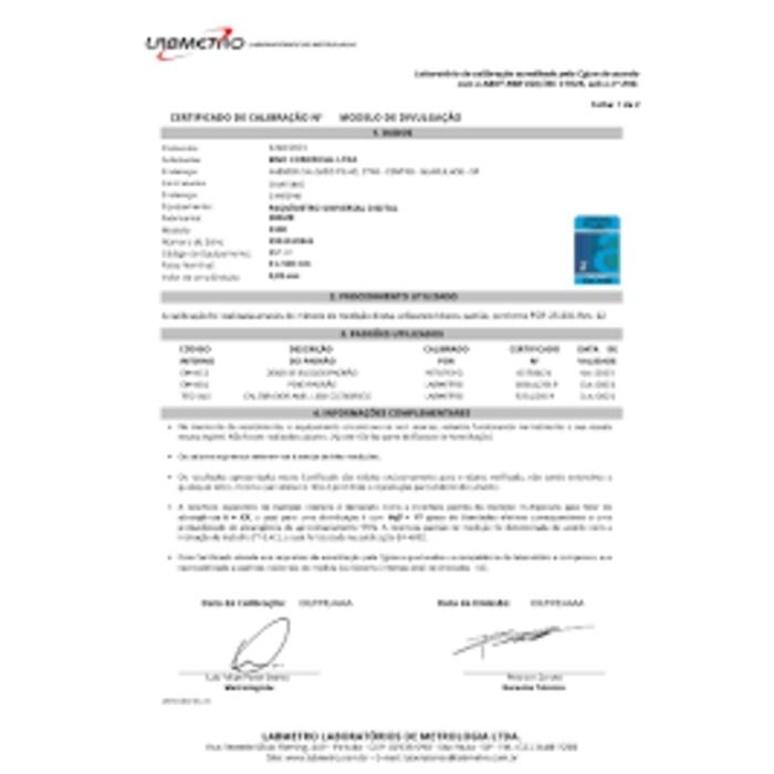 CERTIFICADO DE CALIBRAÇÃO DE BUTIROMETROS E PIPETAS