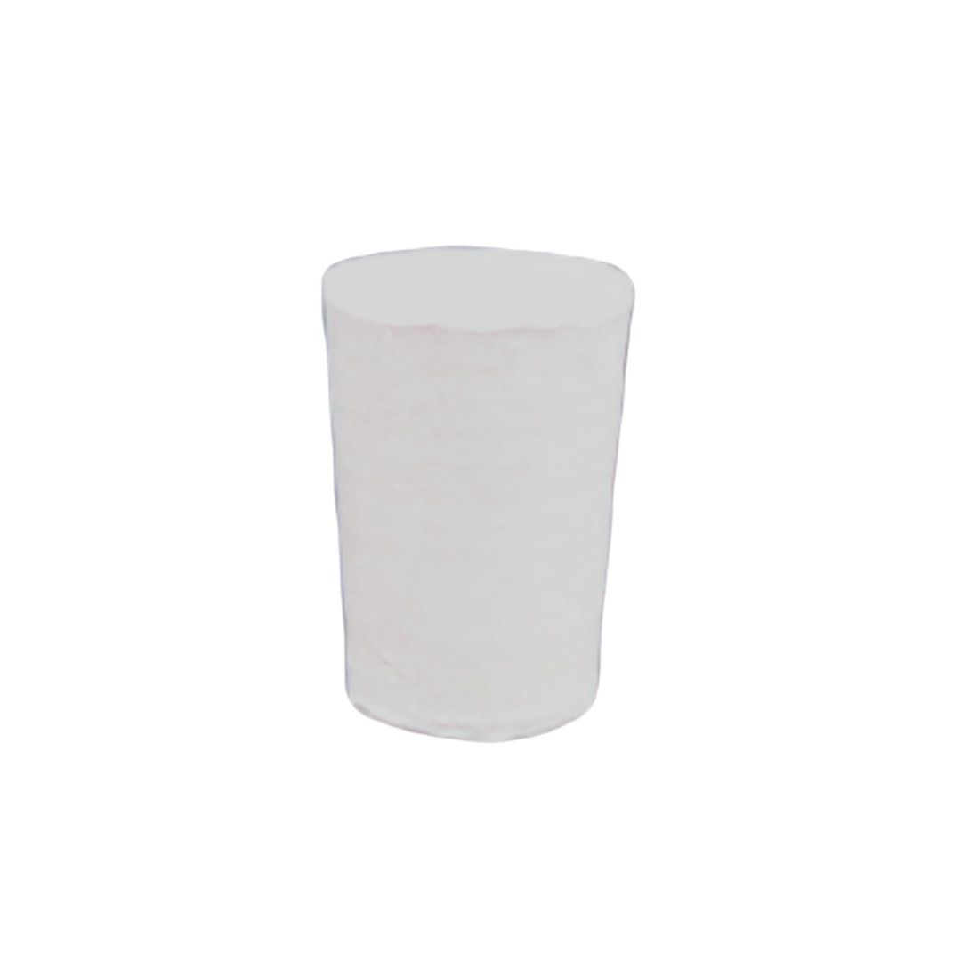 Rolha de borracha simples, cônica (branca) para butirômetro de leite desnatado, queijo, manteiga etc Dim. 18x9X11mm