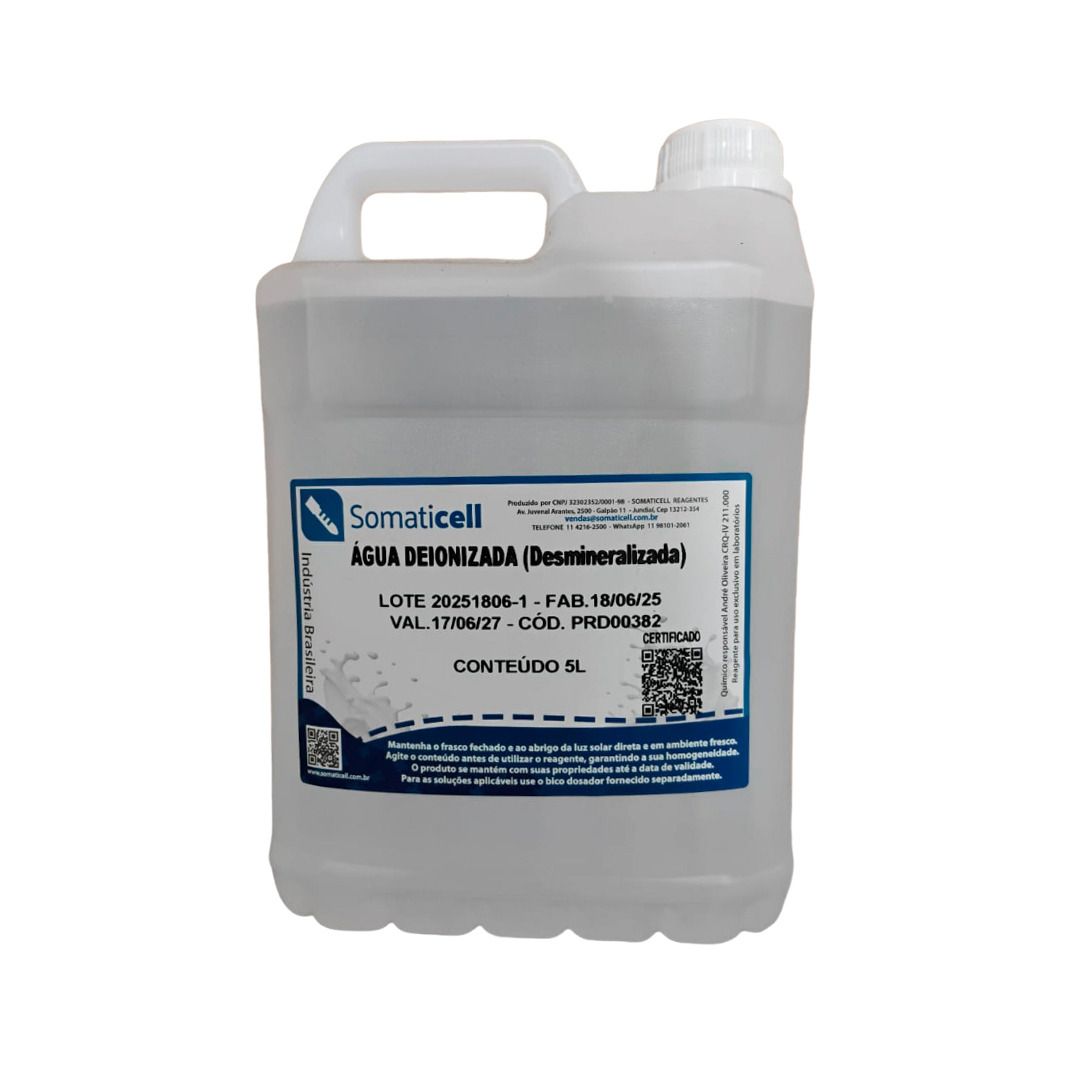 Água destilada/desmineralizada 5 litros