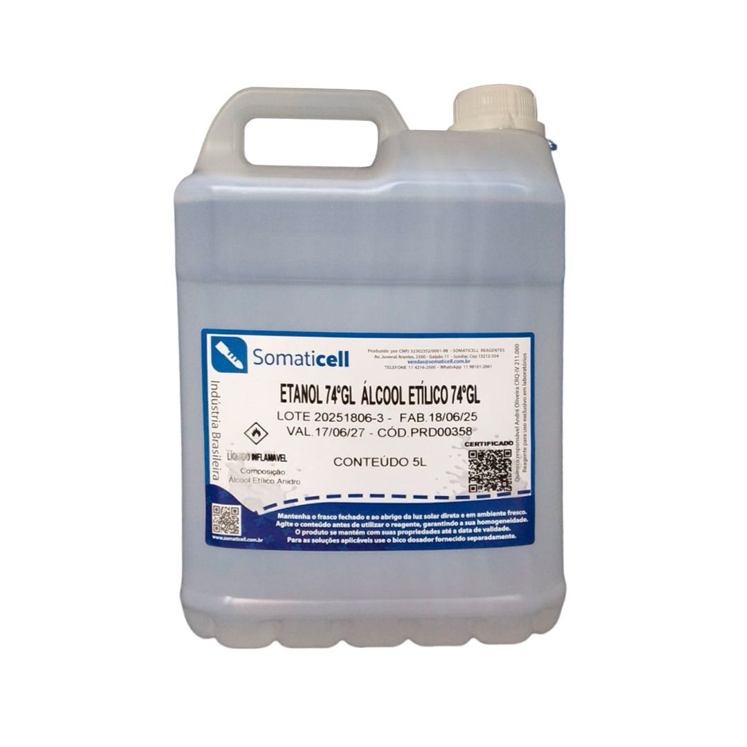 ETANOL 74 GL - Álcool Etílico 74GL - 5 litros