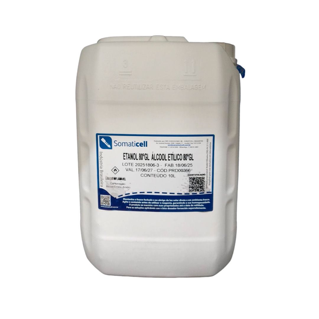 ETANOL 80 GL - Álcool Etílico 80GL - 10 litros