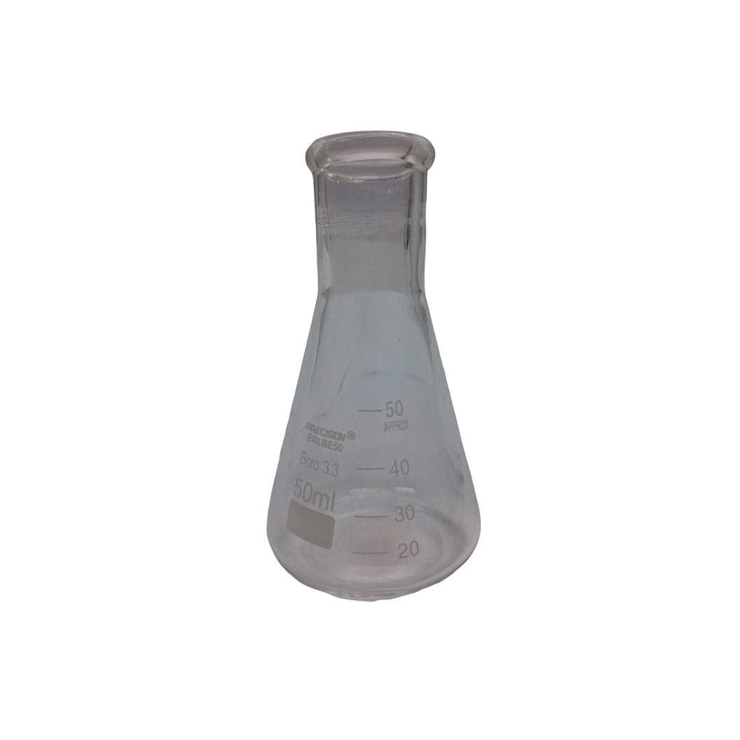 Frasco Erlenmeyer Boca Estreita Boro 3.3 Grad. Cap.50ml
