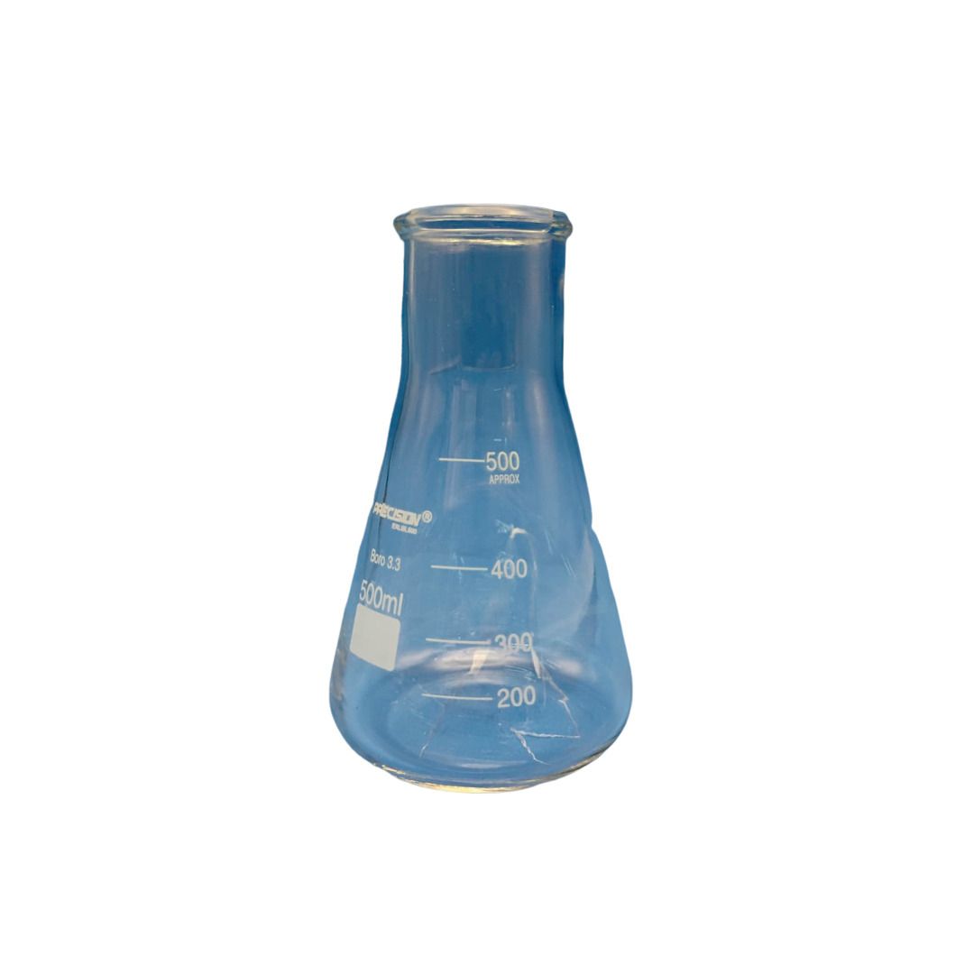 Frasco Erlenmeyer Boca Larga Boro 3.3 Grad. Cap.500ml