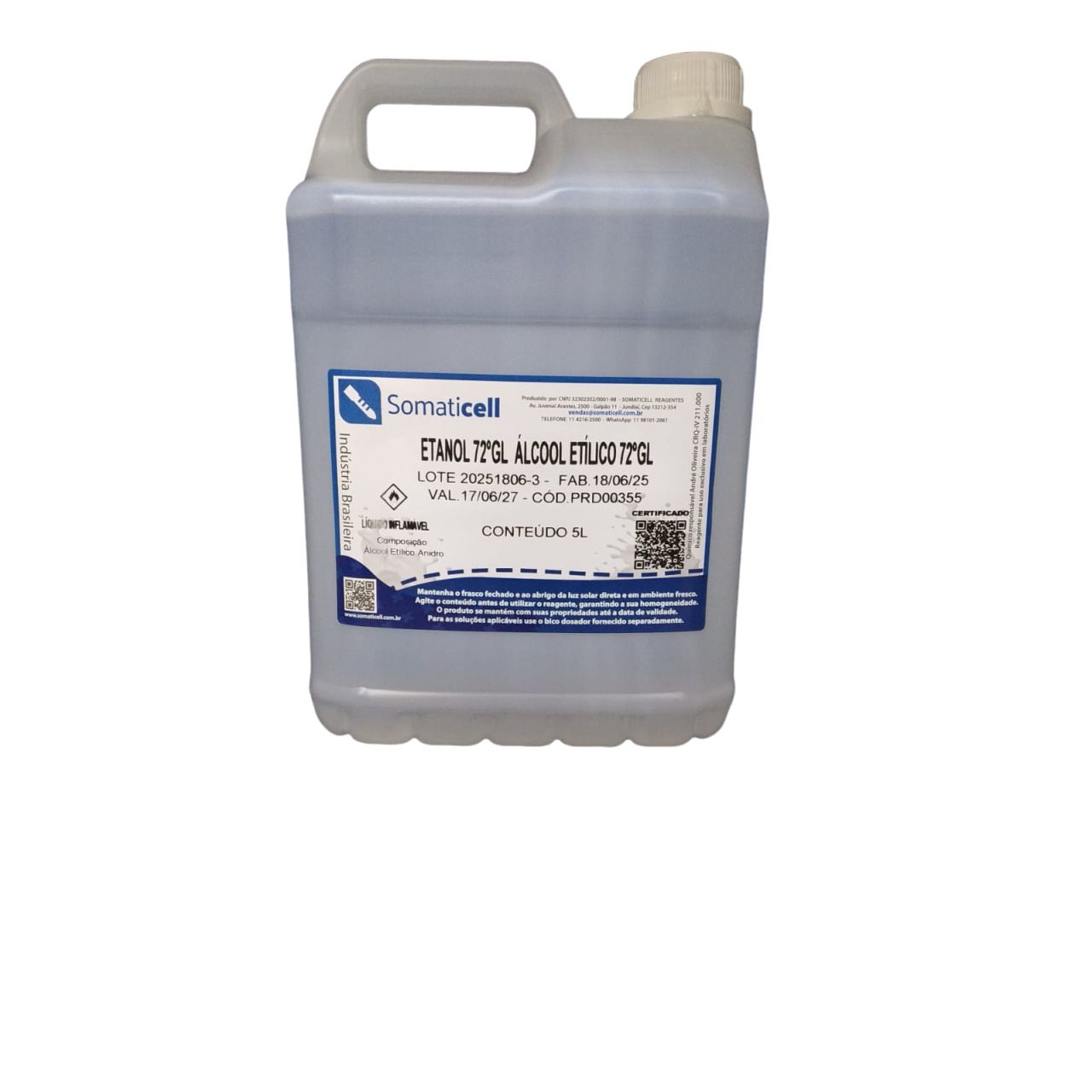 ETANOL 70 GL - Álcool Etílico 70GL - 5 litros