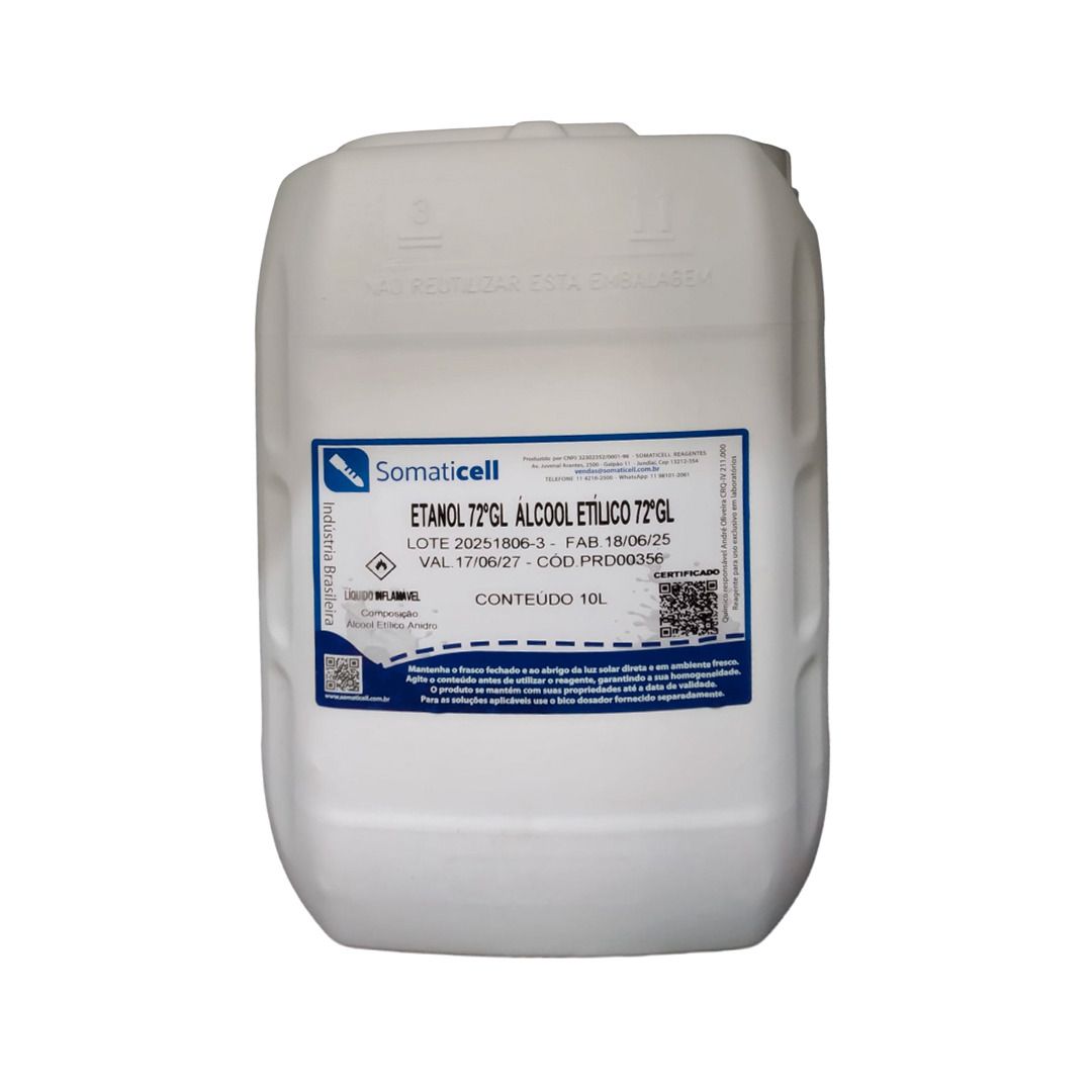 ETANOL 72 GL - Álcool Etílico 72GL - 10 litros