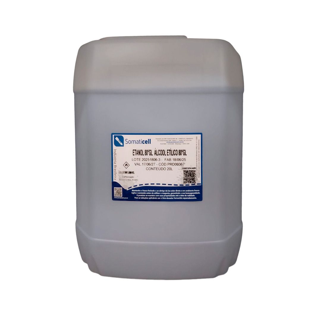 ETANOL 80 GL - Álcool Etílico 80GL - 20 litros
