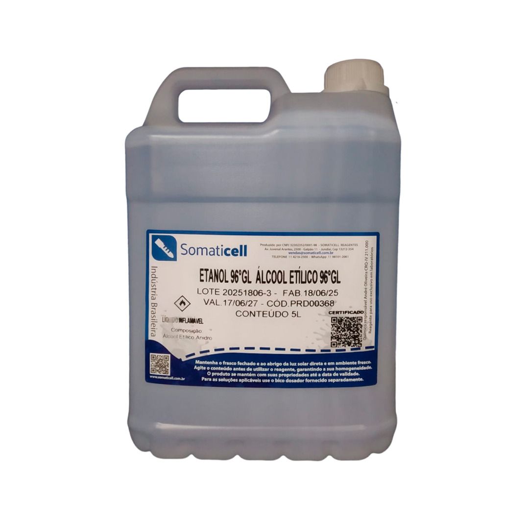 ETANOL 96 GL - Álcool Etílico 96GL - 5 litros