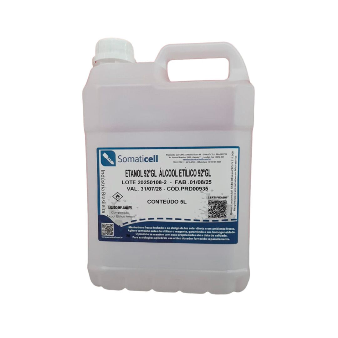 ETANOL 92 GL - Álcool Etílico 92GL - 5 litros