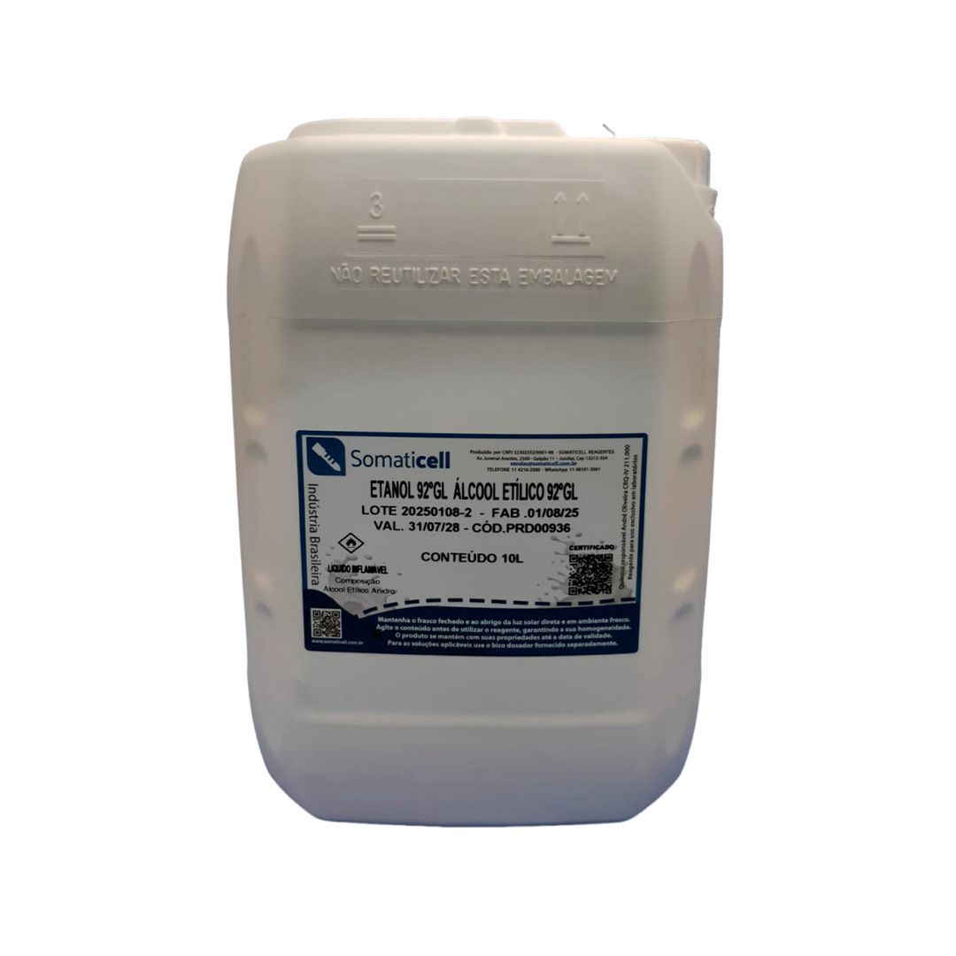 ETANOL 92 GL - Álcool Etílico 92GL - 10 litros
