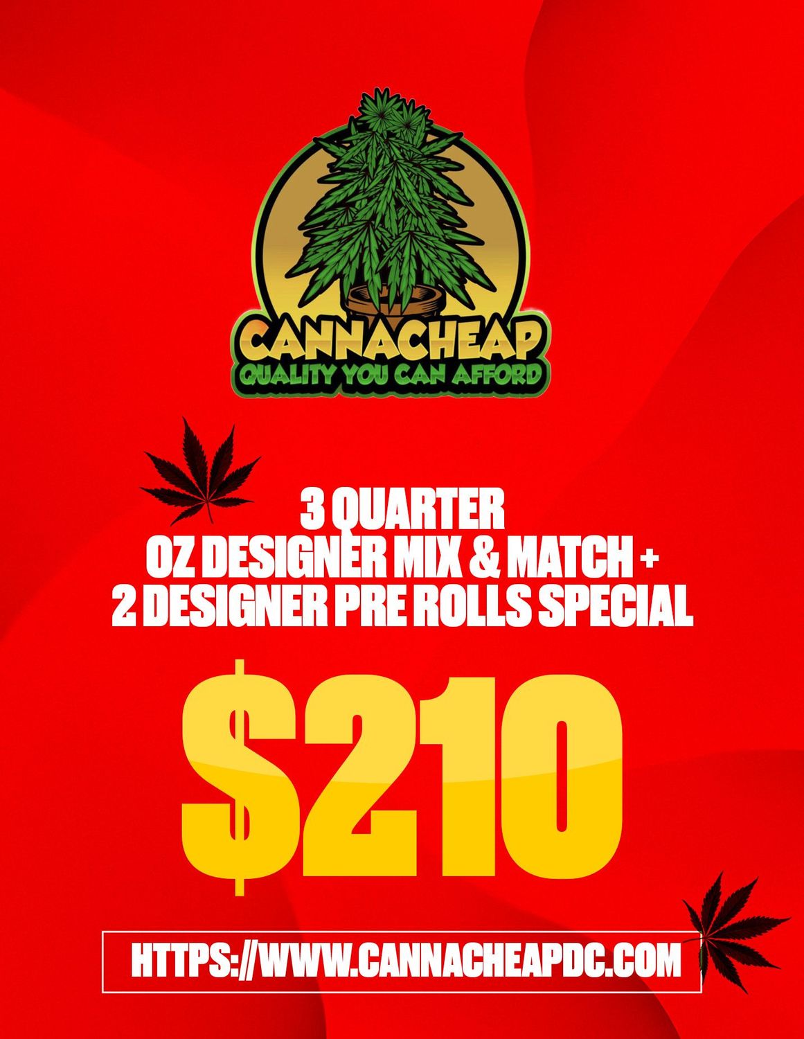 3 Quarter Oz Designer Mix & Match + 2 Pre Rolls Special