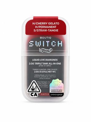 Boutiq Switch 3-in-1 Liquid Live Rosin Diamonds Disposable Vape 2G CHEMGELATO (Hybrid) x PERMANENT(Hybrid) x STRAW- TANGIE (Sativa) | THC 90.06% Boutiq Switch 3-in-1 Liquid Live Rosin Diamonds Disposable Vape 2G CHEMGELATO (Hybrid) x PERMANENT(Hybrid) x STRAW- TANGIE (Sativa) | THC 90.06%
