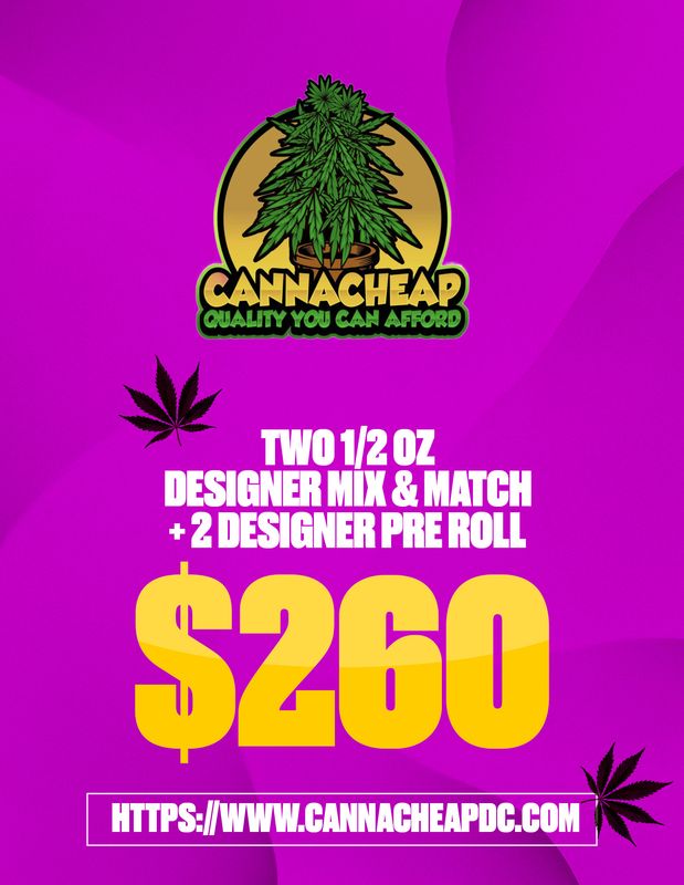 TWO 1/2 OZ DESIGNER MIX & MATCH + 2 DESIGNER PREROLL SPECIAL