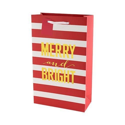 Merry And Bright Stripes Double Wine Bag