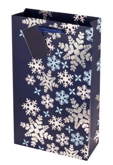 Blue Snowflakes Double Bottle Wine Bag