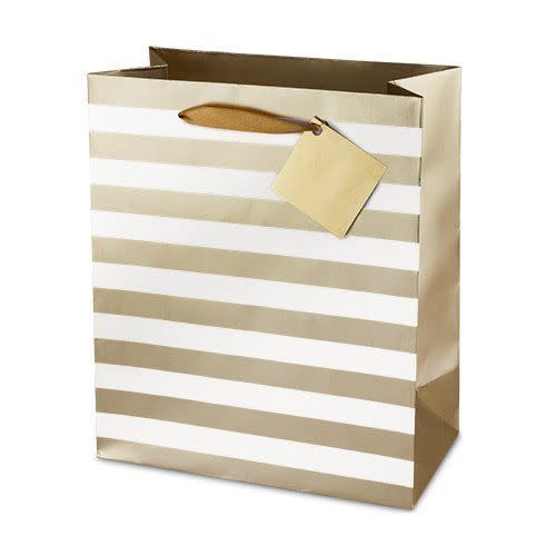 Ritzy Metallic Stripes Double Bottle Gift Bag #4484