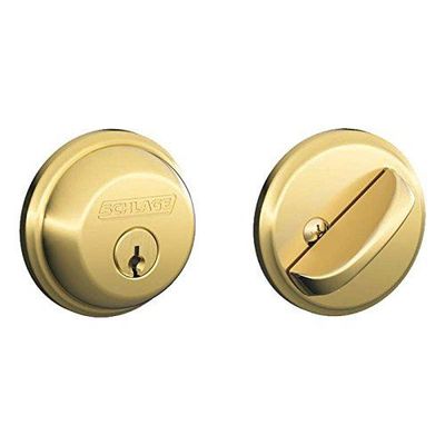 Schlage B60605 Single Cylinder Deadbolt C Keyway with 12287 Latch and 10116 Strike Bright Brass Finish