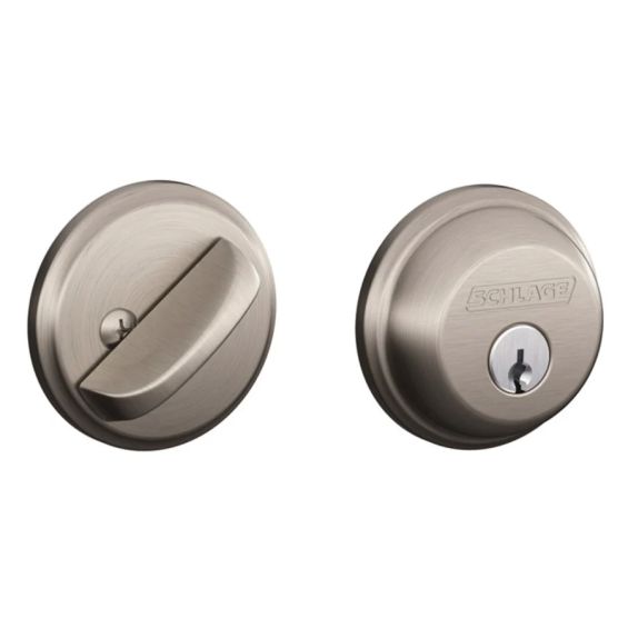 Schlage B60619 Residential Single Cylinder Deadbolt C Keyway with 12287 Latch and 10116 Strike 619 Satin Nickel Finish