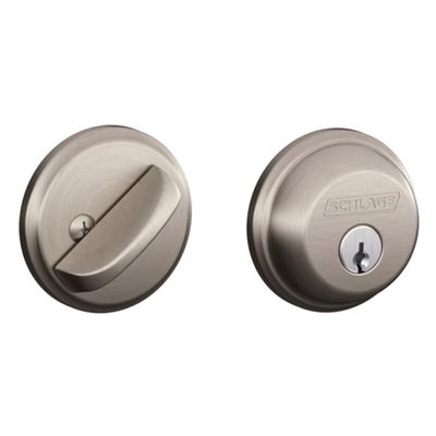 Schlage B60619 Residential Single Cylinder Deadbolt C Keyway with 12287 Latch and 10116 Strike 619 Satin Nickel Finish