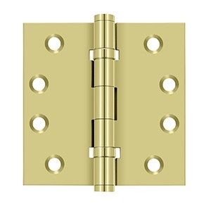 Deltana DSB4B  4" x 4" Square Hinges, Ball Bearings pair, Colour: Polished Brass
