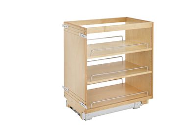 Rev-A-Shelf 14" DM WOOD P-O W/ADJ SHELVES/CHROME RAILS 448-BC-14C