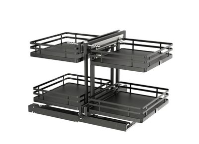 Rev-A-Shelf 2-TIER SOLID BTM PSP ELITE FOR 18" OPENING - FLAT WIRE ORION GRAY 53PSPE-18SC-FOG