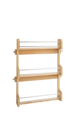 Rev-A-Shelf 21" DOOR MOUNT  WOOD SPICE RACK W/ CHROME RAILS 4SR-21