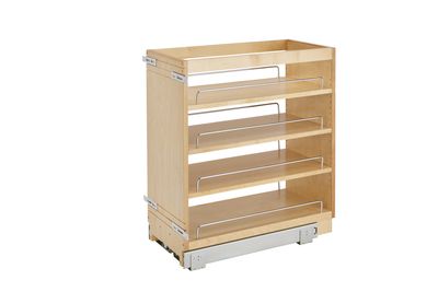 Rev-A-Shelf 11" DM WOOD P-O W/ADJ SHELVES/CHROME RAILS 448-BC-11C