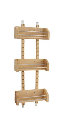 Rev-A-Shelf 15" ADJUSTABLE DOOR MOUNT WOOD SPICE RACK W/ CHROME RAILS 4ASR-15
