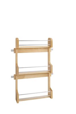 Rev-A-Shelf 18" DOOR MOUNT WOOD SPICE RACK W/ CHROME RAILS 4SR-18