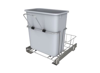 Rev-A-Shelf 20 QT UNIVERSAL WASTE CONTAINER WITH BALL BEARING SLIDES WITH REAR BASKET RUKD-1420RB-1