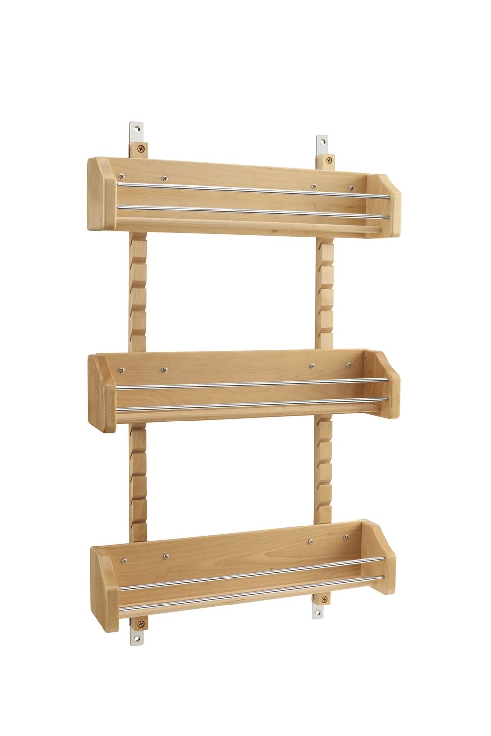 Rev-A-Shelf 21" ADJUSTABLE WOOD DOOR MOUNT SPICE RACK W/CHROME RAILS 4ASR-21
