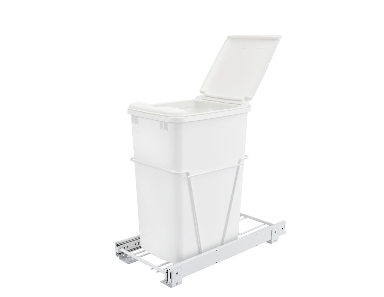 Rev-A-Shelf 35 QT SGL WASTE CONT. W/LID 16" SLIDES RV-12PB-LE