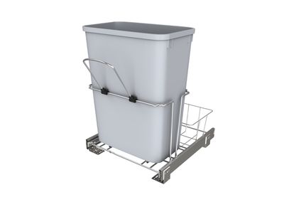 Rev-A-Shelf 32 QT UNIVERSAL WASTE CONTAINER WITH BALL BEARING SLIDES WITH REAR BASKET RUKD-1432RB-1
