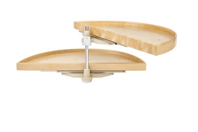 Rev-A-Shelf 38" LD NATURAL WOOD HALF MOON 2 TRAY SET W/HDW LD-4NW-882-38-1