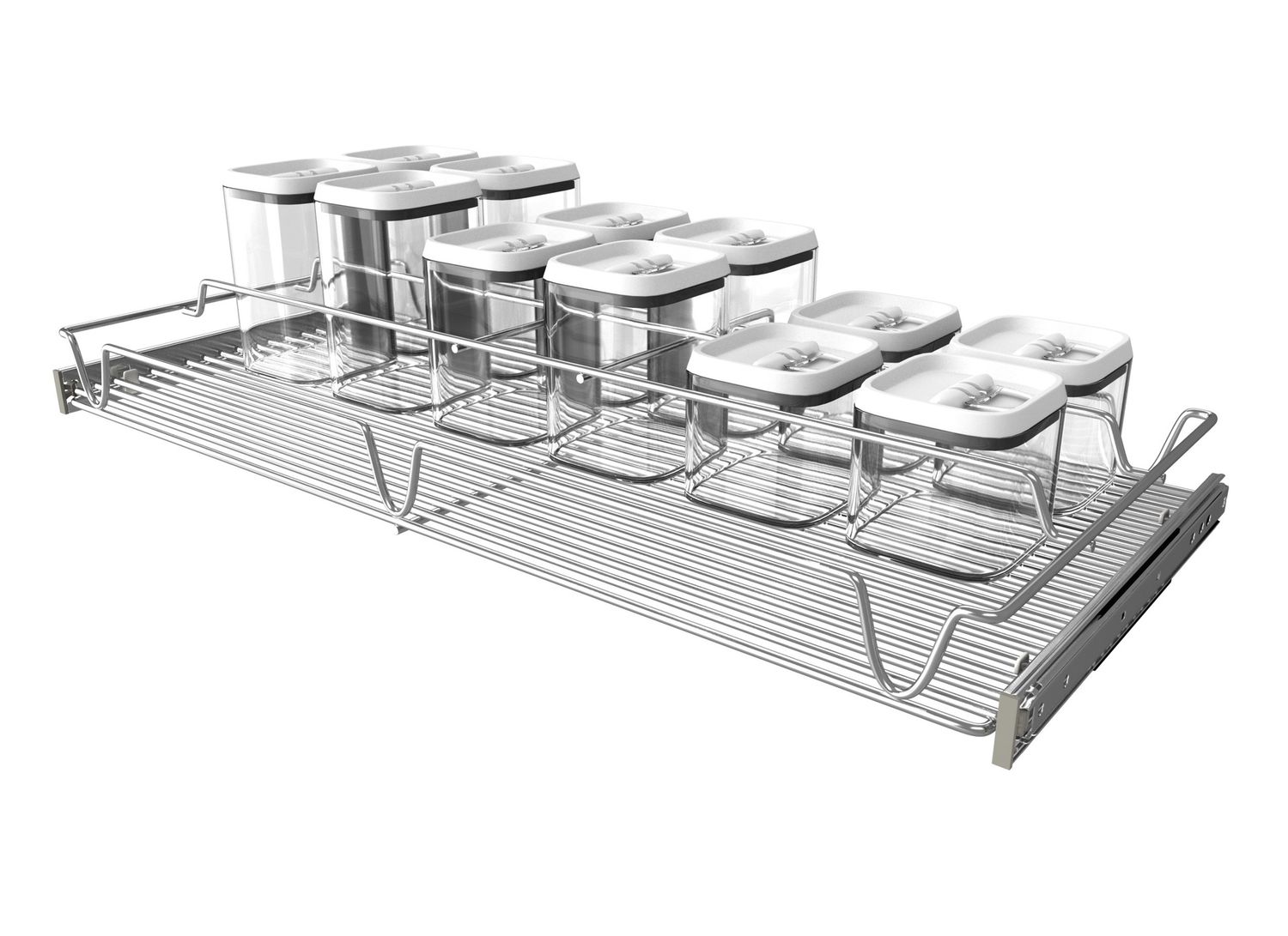 Rev-A-Shelf 30" WIRE CHROME CONTAINER RACK W/4 SETS OF CONT 5WCOR-30CR-1