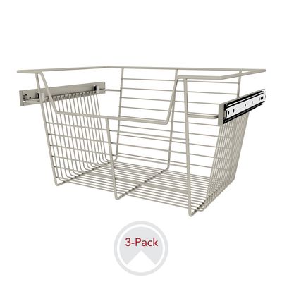 Rev-A-Shelf CLOSET BASKET 10"H X 18"W X 14"D SATIN NICKEL 3 PER CBSL-181410SN-3