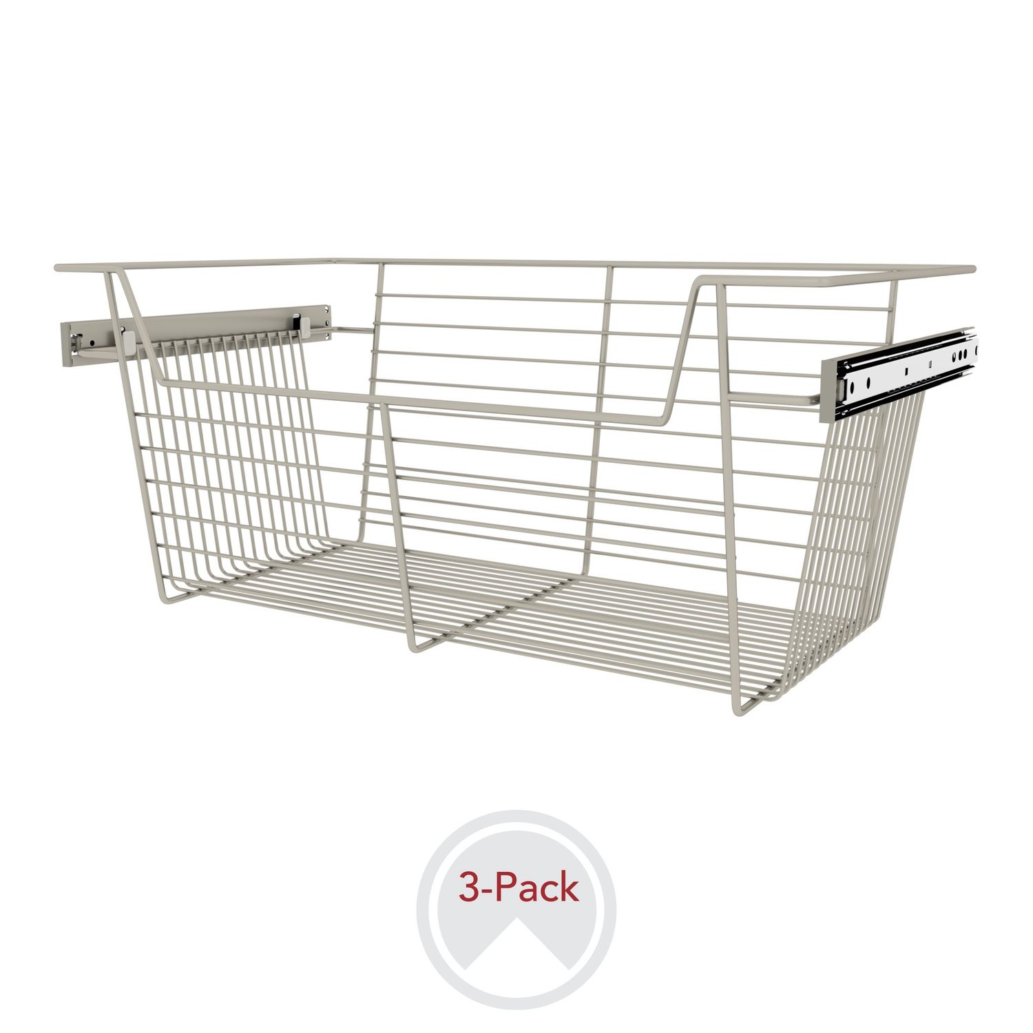 Rev-A-Shelf CLOSET BASKET 10"H X 24"W X 14"D SATIN NICKEL 3 PER CBSL-241410SN-3