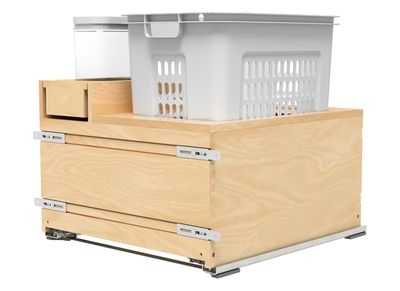Rev-A-Shelf WOOD HAMPER W/ OXO PULL OUT- MOV BLUM SLIDES - 24" CABINET 4WHOX-24DMSC-1