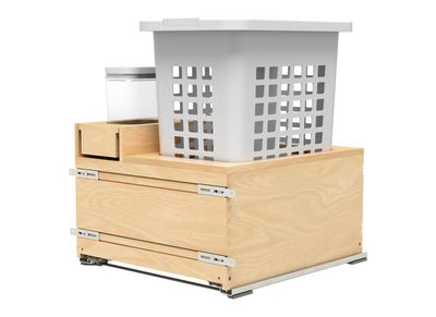 Rev-A-Shelf WOOD FH HAMPER W/ OXO &amp; STORAGE PULL-OUT - FH 24" CAB 4WHOX-24FHDMSC-1