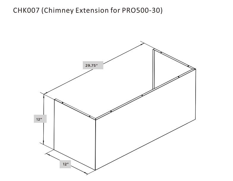 Hauslane CHK007 Chimney Cover Kit (30" X 12")