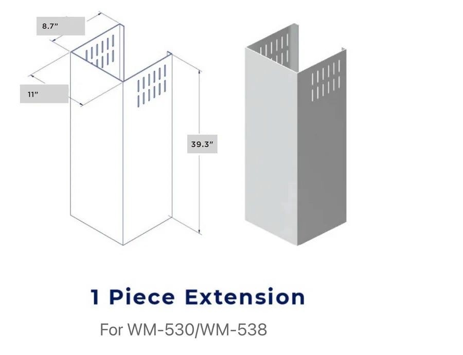 Hauslane CHE001 Chimney Extension (WM-530/WM-538) - Stainlees Steel