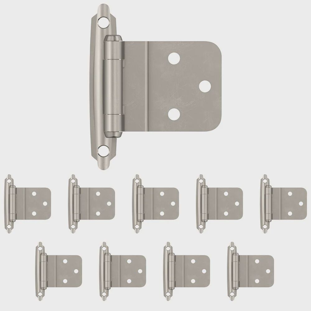 Amerock 10PKR3428G10 Functional Hardware Hinge 3/8in (10mm) Inset Self Closing Face Mount Satin Nickel