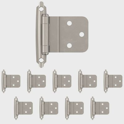 Amerock 10PKR3428G10 Functional Hardware Hinge 3/8in (10mm) Inset Self Closing Face Mount Satin Nickel