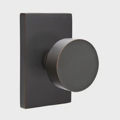 Emtek 5212rou Privacy, Modern Rectangular Rosette, Round Knob,, Colour: US10B-Oil Rubbed Bronze